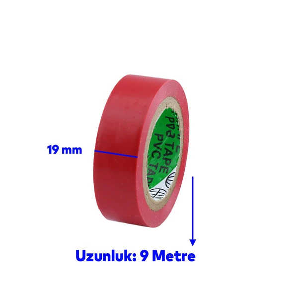 Elektrikçi Bandı 1 ADET Siyah Kırmızı Beyaz İzole Elektirik Bant Bandı Pvc Geniş 19 mm 10 YDS - 4