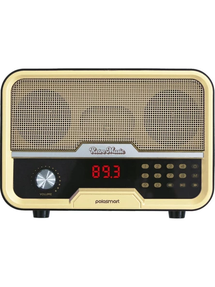 Polosmart Fs67 Kablosuz Şarj Edilebilir Usb/tf/aux Girişli Nostaljik Fm Radyo Kahverengi - 2