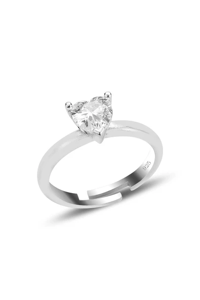 Gümüş rodyumlu zirkon taşlı brilliant ayarlamalı kalp yüzük SGTL12526BEYAZ ürün görseli