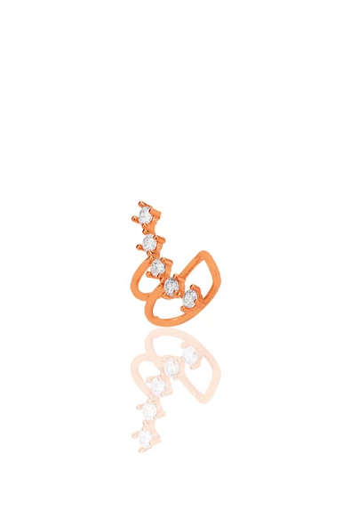 Gümüş rose zirkon taşlı ışıltı sıkıştırmalı kıkırdak küpe SGTL12554ROSE