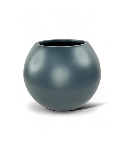 Nettenevime Fiber Saksı Antrasit Küre Yuvarlak Top Vazo Dekoratif Saksı Fiberglas 25*25cm