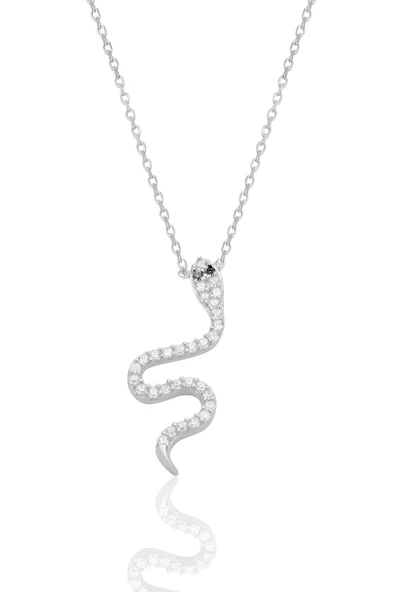 Gümüş rodyumlu zirkon taşlı yılan kolye SGTL12556RODAJ