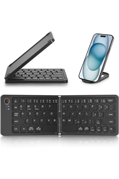 Samsung Galaxy Tab A SM-T285 7" Uyumlu Kablosuz Bluetooth Şarjlı Taşınabilir Katlanır Klavye