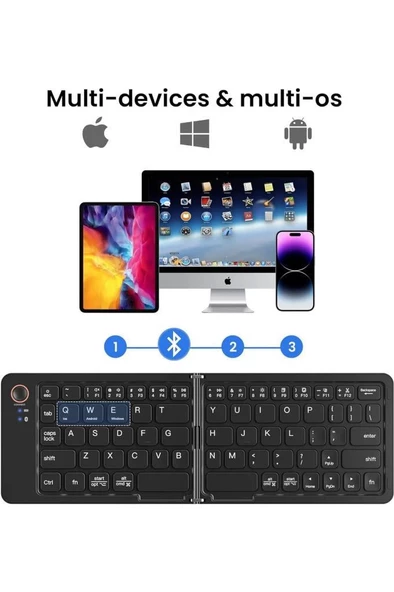 Apple iPad Pro 11" Uyumlu Kablosuz Bluetooth Şarjlı Taşınabilir Katlanır Klavye - 6