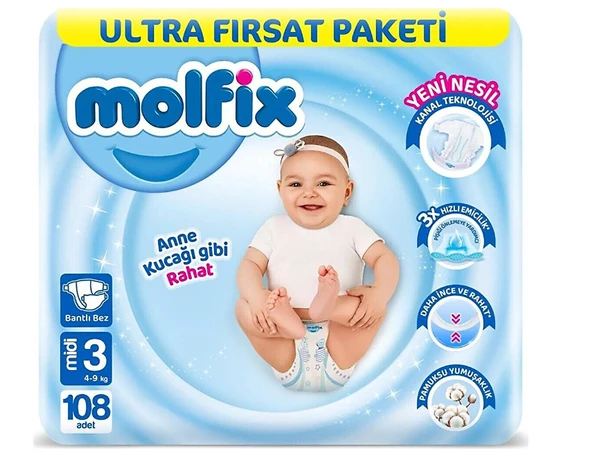 Molfix 3 Numara Midi 108'li Bebek Bezi