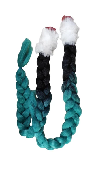 Tex Kask Süsü 5 Motosiklet Bisiklet Ve Kayak Kask Süsü Kalın Örgü At Kuyruğu Saç Yeşil Beyaz - 2