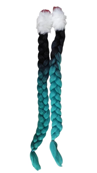 Tex Kask Süsü 5 Motosiklet Bisiklet Ve Kayak Kask Süsü Kalın Örgü At Kuyruğu Saç Yeşil Beyaz - 3