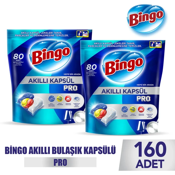 Bingo Akıllı Kapsül Pro Bulaşık Makinesi Deterjanı Tableti 160 Adet
