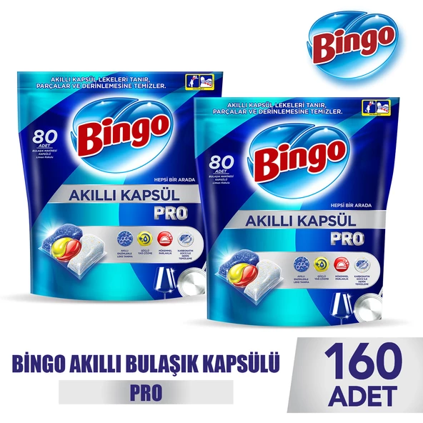 Bingo Akıllı Kapsül Pro Bulaşık Makinesi Deterjanı Tableti 160'lı