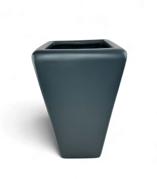 Nettenevime Fiber Saksı Antrasit Konik Vazo Dekoratif Saksı Fiberglas 30*30*50cm