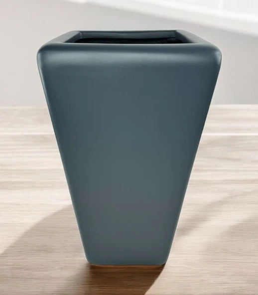 Nettenevime Fiber Saksı Antrasit Konik Vazo Dekoratif Saksı Fiberglas 30*30*50cm - 3