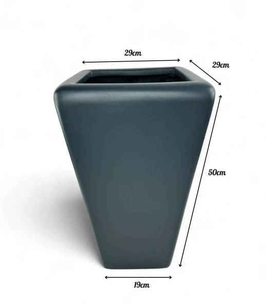 Nettenevime Fiber Saksı Antrasit Konik Vazo Dekoratif Saksı Fiberglas 30*30*50cm - 2