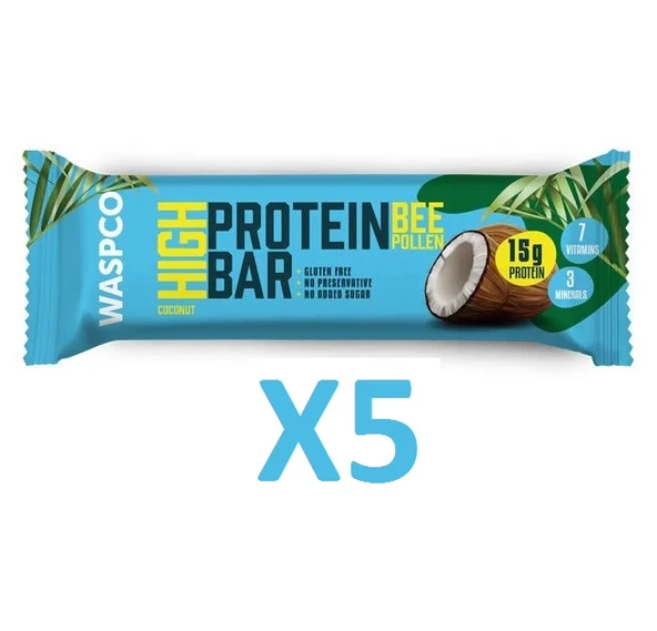 WasPco Hindistan Cevizi Protein Bar 50g X 5 Adet