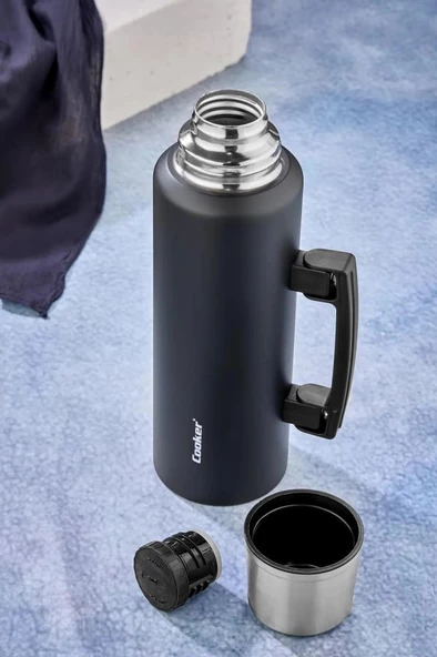 Cooker 1,5 Litre Kulplu Çelik Termos CKR-2085 Siyah - 2