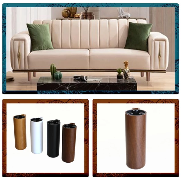 Mobilya Kapsül Ayak Yükseltici Kanepe TV Ünitesi Koltuk Ayağı Baza Ayakları Kübik Ceviz 15 cm - Resim 6