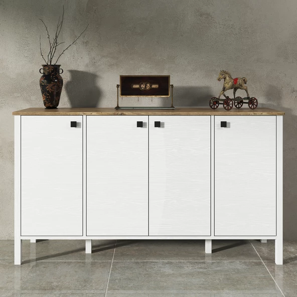 Sakura Marsilya  4 kapaklı konsol -Wood Beyaz-Minifiks Bağlantılı - 2