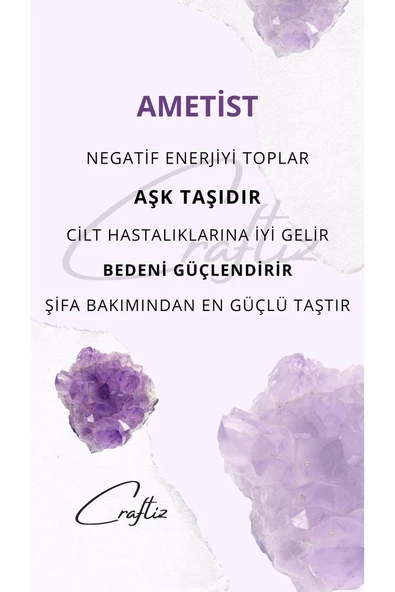 Ametist Kalp Çelik Zincirli Kolye - 3