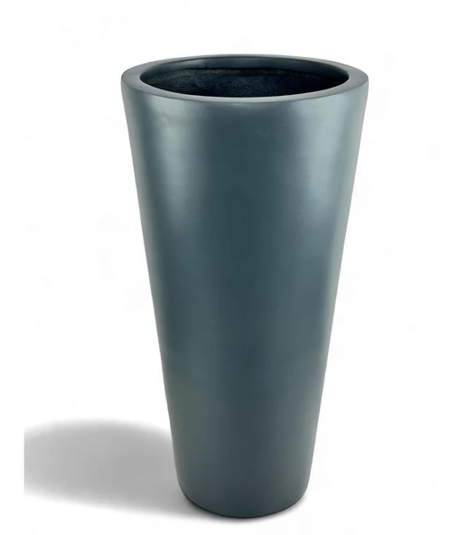 Nettenevime Fiber Saksı Antrasit Sütun Silindir Konik Vazo Dekoratif Saksı Fiberglas 80*40*27cm