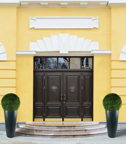 Nettenevime Fiber Saksı Antrasit Sütun Silindir Konik Vazo Dekoratif Saksı Fiberglas 80*40*27cm - 4