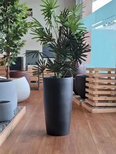 Nettenevime Fiber Saksı Antrasit Sütun Silindir Konik Vazo Dekoratif Saksı Fiberglas 80*40*27cm - 7