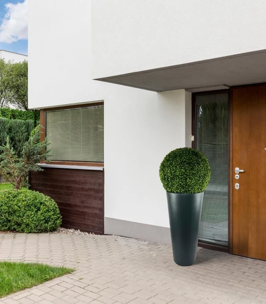 Nettenevime Fiber Saksı Antrasit Sütun Silindir Konik Vazo Dekoratif Saksı Fiberglas 80*40*27cm - 5