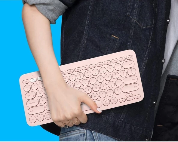 Lenovo Tab M10 Plus ZAAJ0075TR 10.6" Uyumlu Kablosuz Bluetooth Pilli Türkçe Q Klavye - Pembe - Resim 5