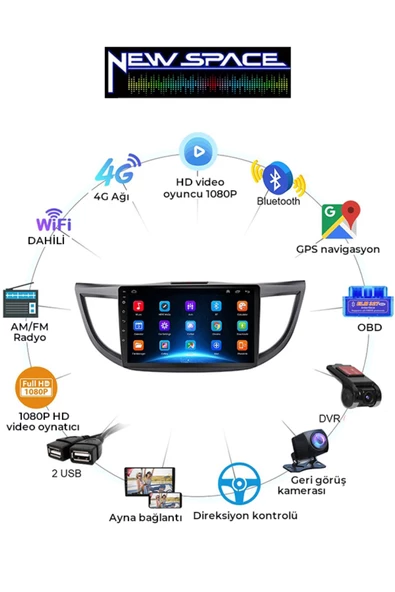 HONDA CRV  Uyumlu NEW ANDROİD 2GB RAM 32GB ROM CARPLAY NACİGASYON MULTİMEDYA ürün görseli