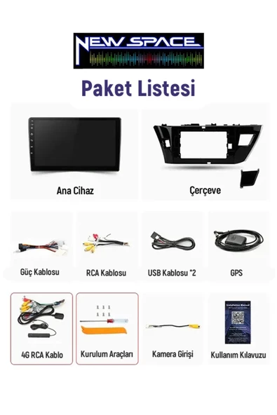 TOYOTA COROLLA ANDROİD 2GB RAM 32GB ROM NAVİGASYON CARPLAY MULTİMEDYA - Resim 2