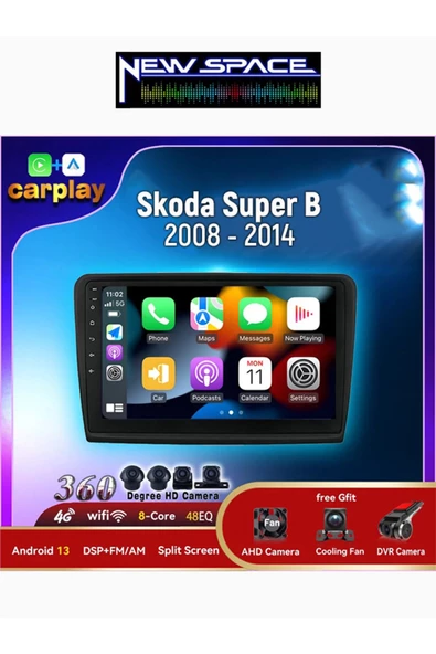 SKODA SÜPER B ANDROİD 4GB RAM 64GB ROM 8 ÇEKİRDEK CARPLAY MULTİMEDYA