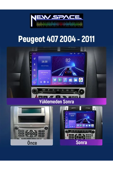 PEUGEOT 407 ANDROİD 4GB RAM 64GB ROM 8 ÇEKİRDEK CARPLAY MULTİMEDYA ürün görseli