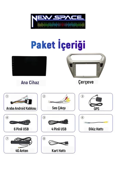 PEUGEOT 301 ANDROİD 4GB RAM 64GB ROM 8 ÇEKİRDEK CARPLAY MULTİMEDYA - Resim 4