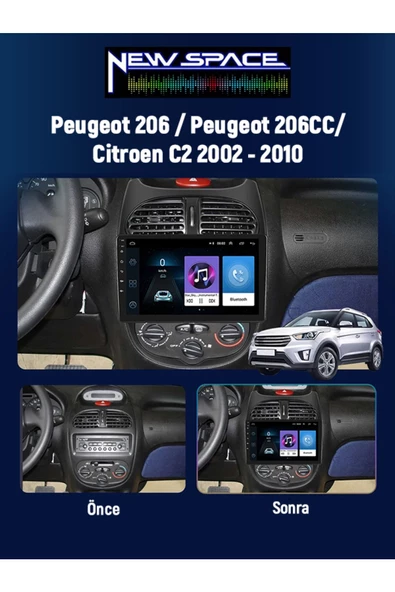 PEUGEOT 206 ANDROİD 6GB RAM 128GB ROM 8 ÇEKİRDEK CARPLAY MULTİMEDYA - 2