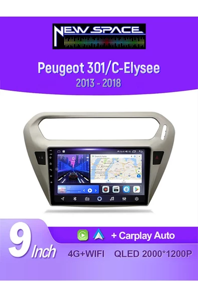 PEUGEOT 301 ANDROİD 4GB RAM 64GB ROM 8 ÇEKİRDEK CARPLAY MULTİMEDYA ürün görseli