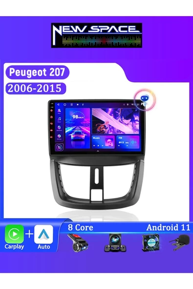 PEUGEOT 207 ANDROİD 4GB RAM 64GB ROM 8 ÇEKİRDEK CARPLAY MULTİMEDYA