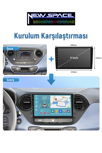 HYUNDAİ İ10 uyumlu ANDROİD 6GB RAM 128GB ROM 8 ÇEKİRDEK CARPLAY MULTİMEDYA - Resim 2
