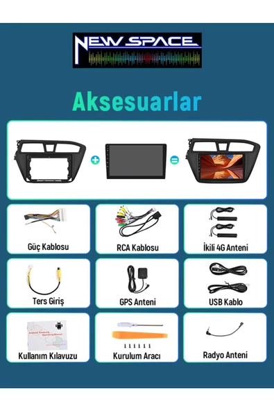 HYUNDAİ İ20 Uyumlu ANDROİD 4GB RAM 64GB ROM 8 ÇEKİRDEK CARPLAY MULTİMEDYA - 3
