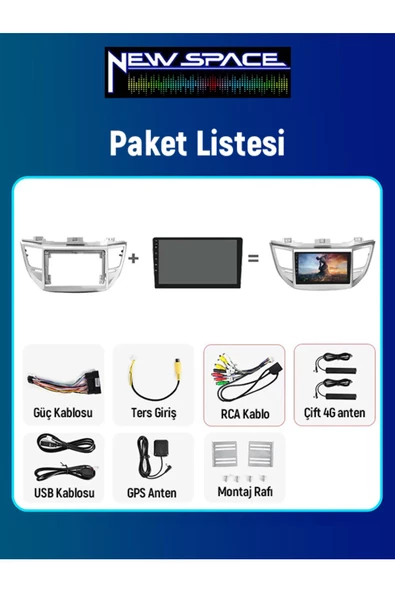HYUNDAİ TUCSON ANDROİD 4GB RAM 64GB ROM 8 ÇEKİRDEK CARPLAY MULTİMEDYA - 4