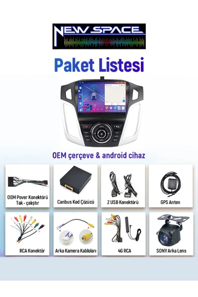 FORD FOCUS 3 ANDROİD 4GB RAM 64GB ROM 8 ÇEKİRDEK CARPLAY MULTİMEDYA - Resim 2