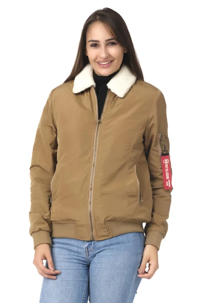 Kadın Yakası Çıkabilen Yünlü Çok Cepli Pilot Bomber Kolej Mont - Resim 3