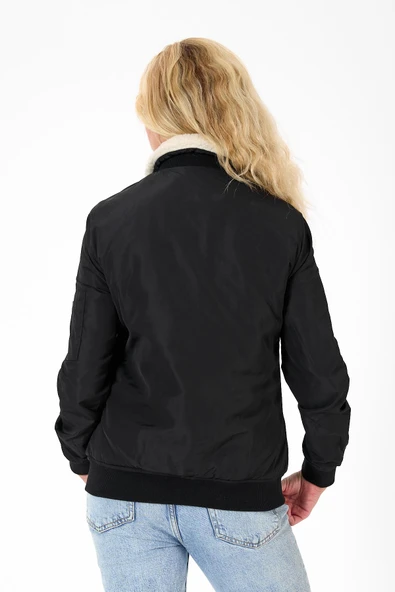 Kadın Yakası Çıkabilen Yünlü Çok Cepli Pilot Bomber Kolej Mont - Resim 11