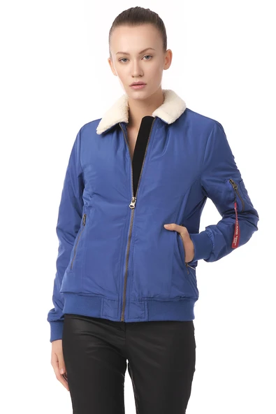 Kadın Yakası Çıkabilen Yünlü Çok Cepli Pilot Bomber Kolej Mont ürün görseli 1