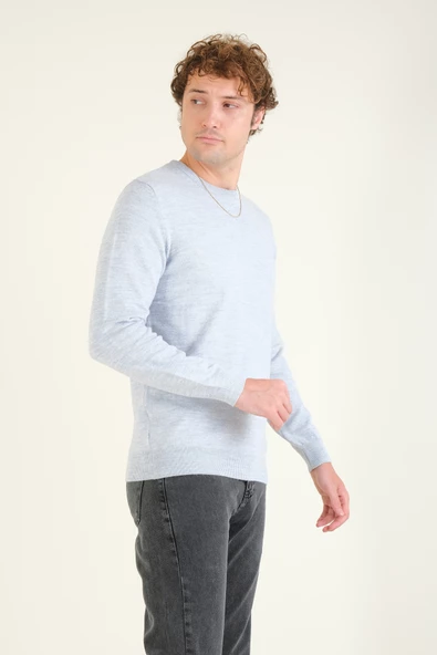 Erkek Sıfır Yaka Kazak Mavi - 4