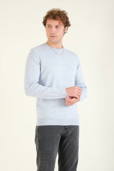 Erkek Sıfır Yaka Kazak Mavi - 2