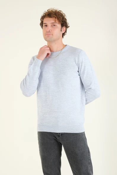 Erkek Sıfır Yaka Kazak Mavi