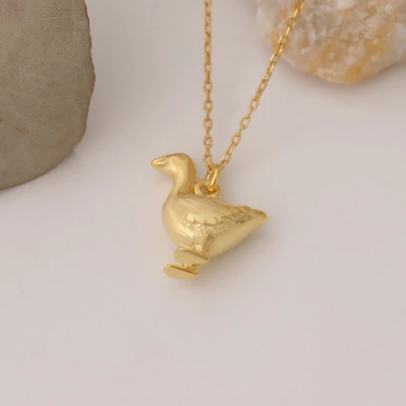 925 Ayar Gümüş Ördek Hediye Kolye - Resim 4