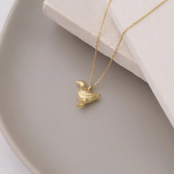 925 Ayar Gümüş Ördek Hediye Kolye - Resim 3