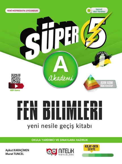 Nitelik Yayınları Süper 5.Sınıf Fen Bilimleri A Akademi Yeni Nesile Geçiş Kitabı