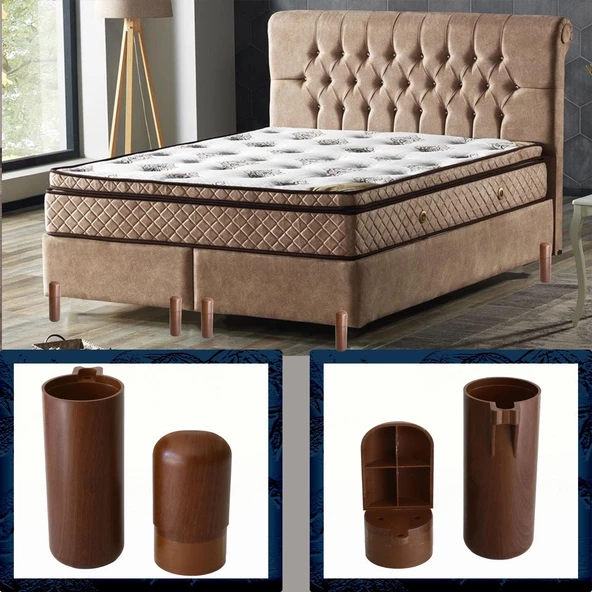 Mobilya Kanepe TV Ünitesi Koltuk Ayağı Baza Ayakları Ahşap Desenli Kahverengi Ceviz 15 cm - 7