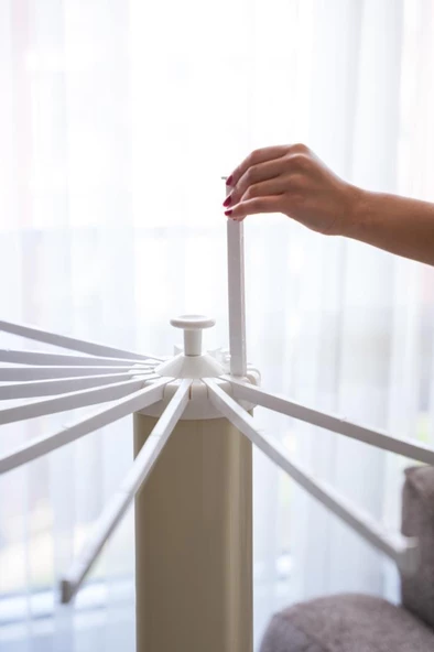 House Plus Hely Açılıp Kapanabilir 360° Dönebilen Kurutmalık Askısı Bej – KRT57058-4 - 3