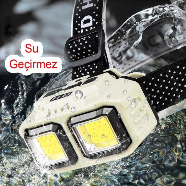 Yeni Nesil Hareket Sensörlü Şarjlı Kafa Lambası Type-c Şarj Kırmızı Sos Işık Su Geçirmez 1200 mAh - 2